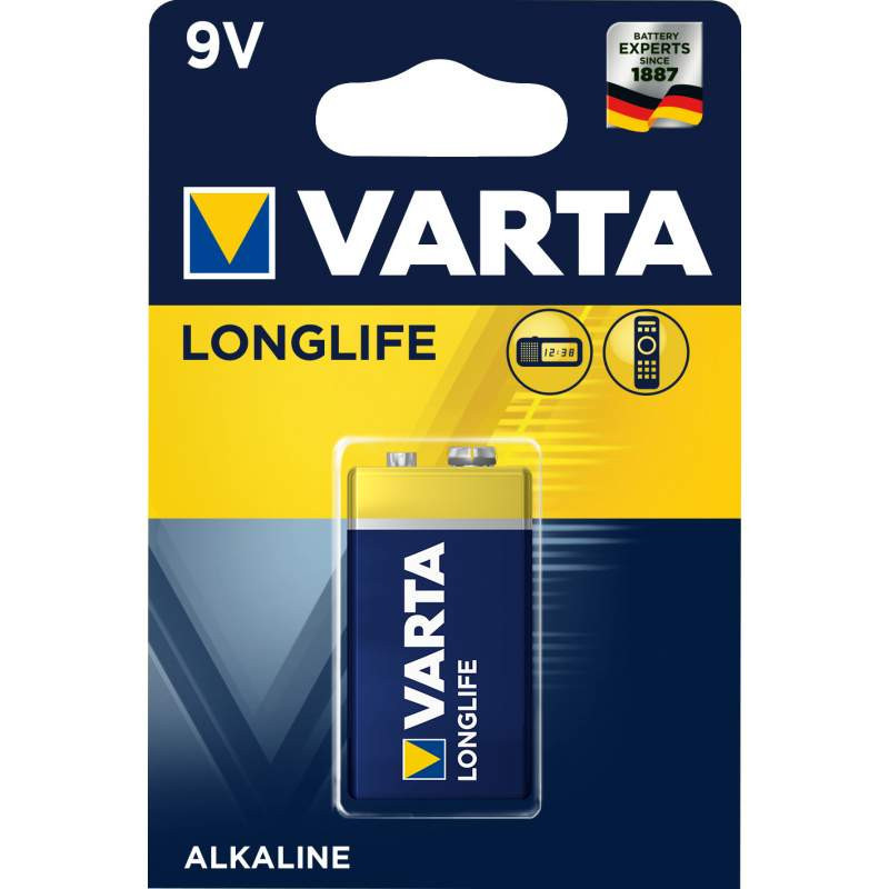 Pile Alcaline 9V / 6LR61 Varta LongLife (4122101411)