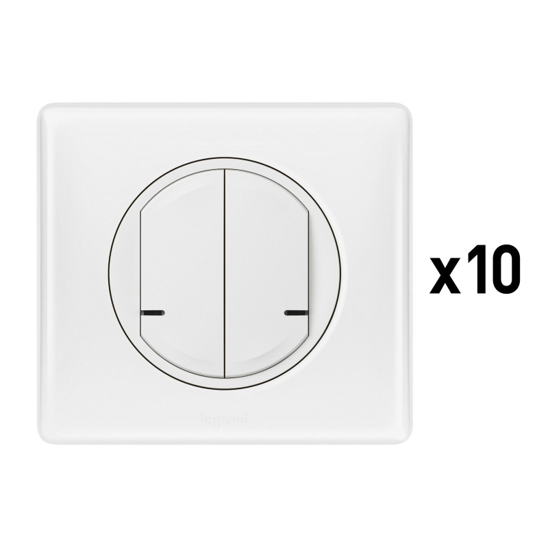 Lot de 10 Interrupteurs doubles connecté, blanc, Dooxie with Netatmo  (100085)