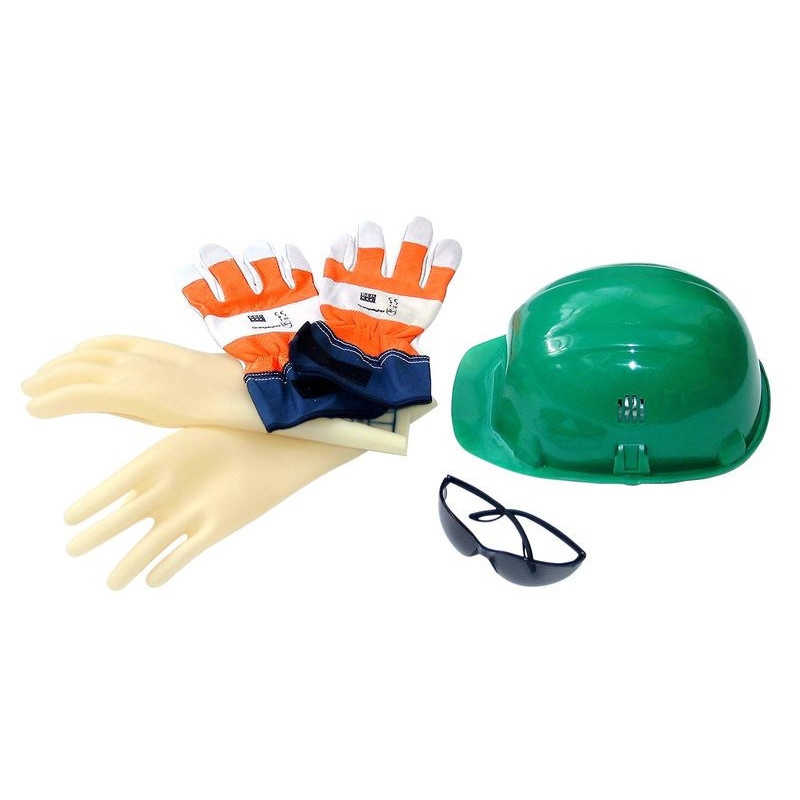 Kit sécurité, gants isolants classe 00, 1 casque, lunettes anti UV, gants  docker (436008)