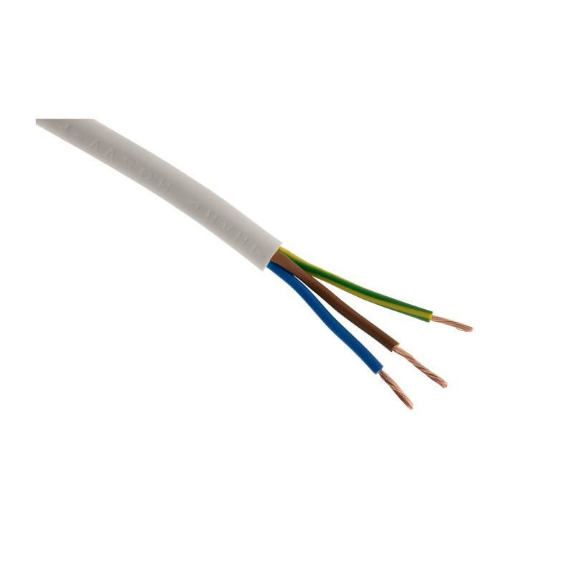 100m de câble souple H05VVF 3G1,5 Blanc